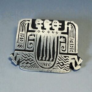 Vintage Alice Seely “Urban Fetishes” Native American Tribal Silver Brooch
